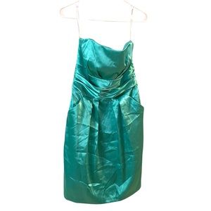 David’s Bridal Teal Strapless Mini Cocktail Dress Bridesmaid Prom Women Size 10